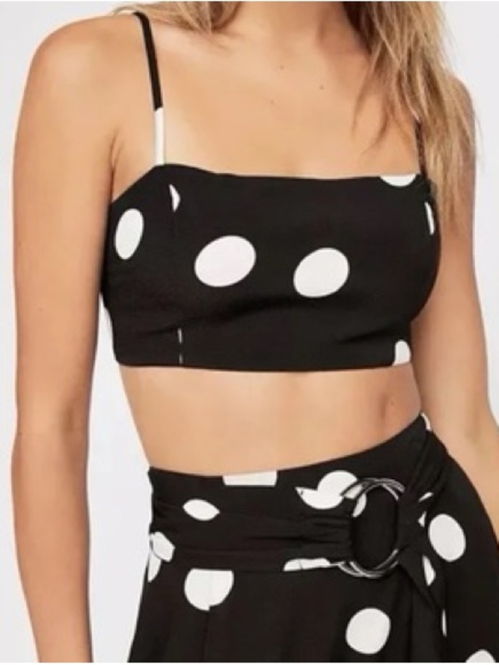 Free People Coco Cabana Polka Dot Crop Top in Black and White